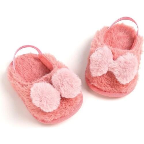 Spring Summer Fur Infant Toddler Kids Indoor Shoes Baptism Birthday Present Princess Little Girl Shoes Prewalker