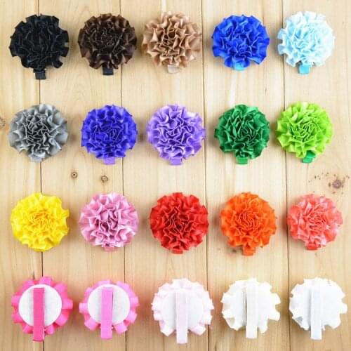Silk Ruffle Flower Hair Clip , Hair Clips Mini 2.35 inch - Your choose color 15 pcs/lot