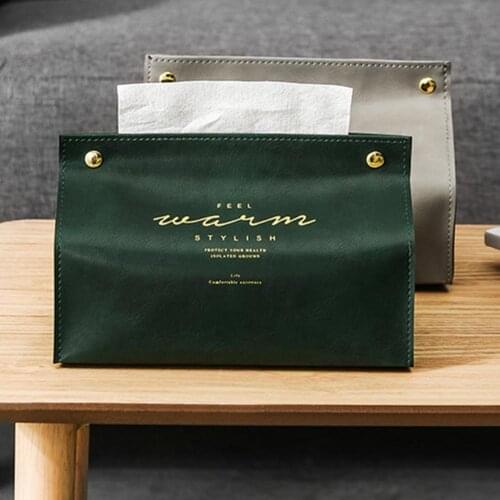 Chic PU Leather Tissue Case Boxes Kitchen Storage Napkin Box Paper Container Multi-site Decorative Box For Restaurants Etc
