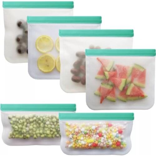 Silicone Food Bag Reusable Fresh-keeping Bag Fruit And Vegetable Sealed Bag Leak-proof Food Storage Ziplock Bag