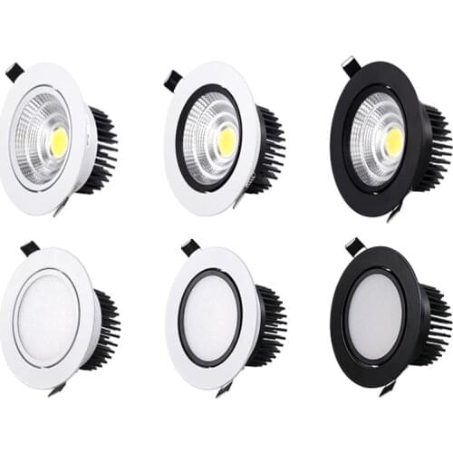 Dimmable Recessed COB LED Downlight 7W 9W 12W 15W 18W 20W 35W 35W Ceiling Spot Light AC85~265V LED Ceiling Lamp Indoor Lighting