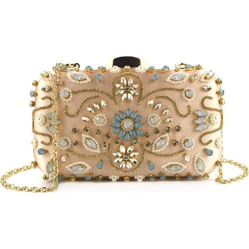 High Quality Handmade Beaded Embroidery Ladies Dinner Bag Purses and Handbags Designer Evening Clutch Bags for Wedding Party