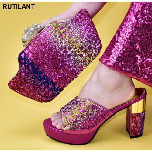 New Rhinestone Women Wedding Shoes and Bag Set Shoes and Bags To Match for Wedding Shoes Woman High Heel Luxury Women Shoes