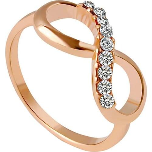Women Elegant Rose Gold Plated Bridal Wedding Jewelry Zircon Ring Infinity Crystal Rings Gifts