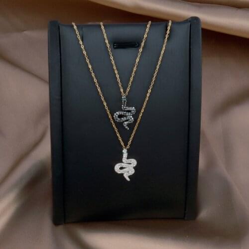 Punk Women Stainless Steel Necklace Long Pendant Necklace For Women Snake Necklace Gift Double Layer Necklace Women Jewelry