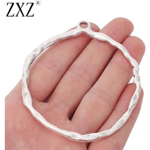 ZXZ 2pcs Large Hammered Open Circle Ring Charms Pendants for Jewelry Making Findings 82x71mm