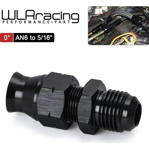 1 Piece Straight 6AN Male Flare to 5/16" (OD 8mm) Tube Hose Fitting Adapter Fuel Hard Line Pipe Aluminum Black Anodized