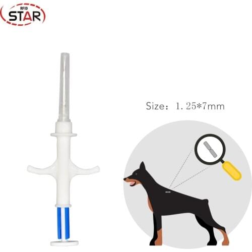 10pcs FDX-b Glass RFID Chip Animal Microchip Syringe Pets Id Tracking ransponder syringe rfid injector with 1.25*7mm