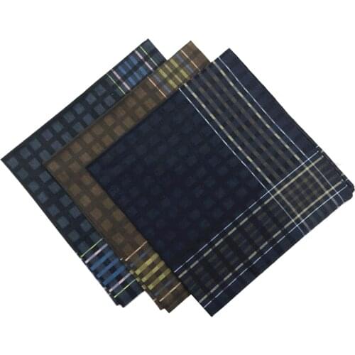 3 Mixed Pack Mens Plaid Print Handkerchiefs Square Hankies 16x16"