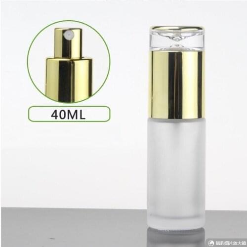 40ml pearl white/green/frosted/blue glass bottle with gold press pump/sprayer for serum/lotion /emulsion/foundation/toner pack
