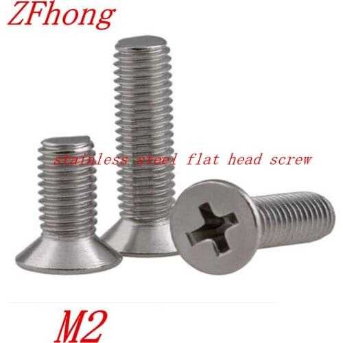 500pcs M2*4/5/6/8/10/12/16/20 stainless steel phillips flat countersunk head machine screw