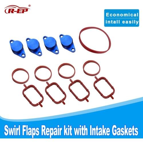 BMW Diesel Aluminum Bung Manifold Swirl Flaps Repair Kit with Intake Gasket Fits for BMW 320d 330d 525d 530d Car Accessories