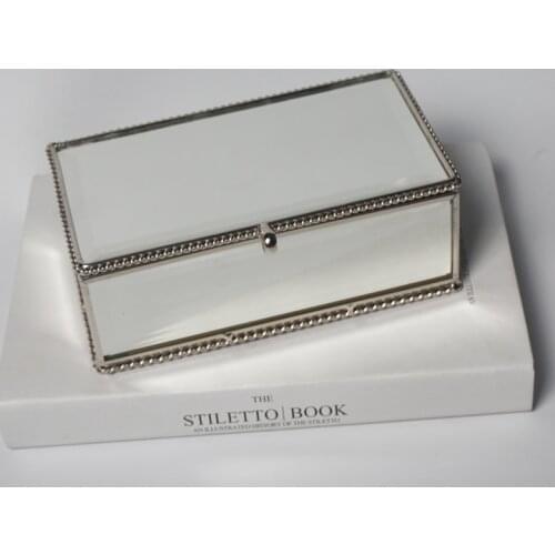 Large Nordic Electroplating lace glass box Retro Jewelry display stand Jewelry storage Jewelry box silver Home Desktop Ornaments