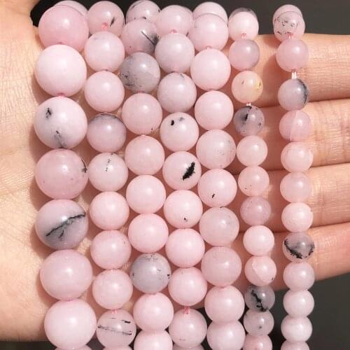 Natural Stone Beads Pink Opal 6/8/10mm Round Loose Spacer Beads For Jewelry Making DIY Woman Bracelet Earring Necklace 15"Strand