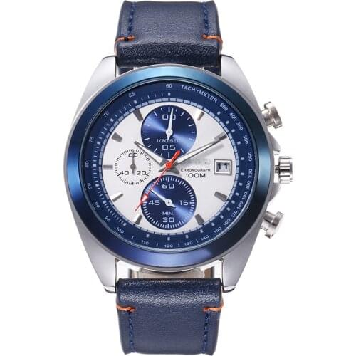 Men watch luxury quartz watch classic leather watch with men six pin watch business leisure multifunctional waterproof watch