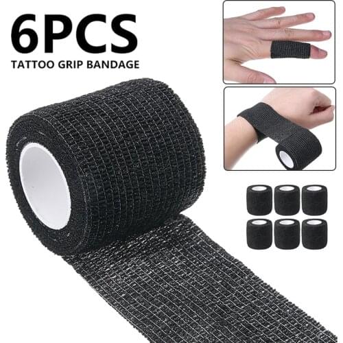 6pcs Sport Self Adhesive Elastic Bandage Wrap Tape Black 5cm*4.5m Elastoplast For Knee Support Pads Finger Ankle Palm Shoulder