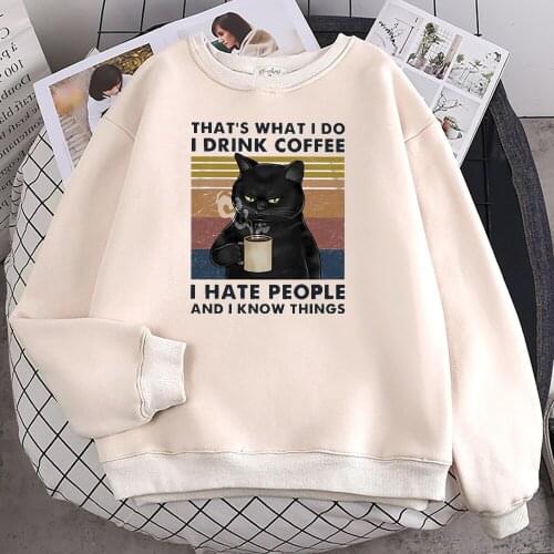 Thats What Tido I Drink Coffee Print Hoodie Women Fashion Warm Hoody Autumn Casual Sweatshirt Korean Oversize Streetwear Female