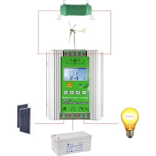 Intelligent 12v 24v 500w 600w 800w MPPT Wind Solar Hybrid Charge Controller