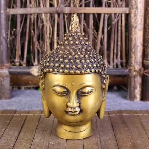 Collection Chinese Brass Carving Handmade Buddha Head Ornament Buddha Statue Home Decoration Gift