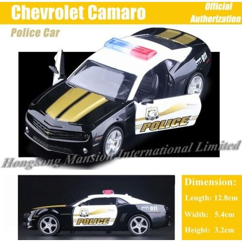 1:36 Scale Diecast Alloy Metal Licensed Collectible Collection ForPolice Car Model For Chevrolet Camaro Pull Back Toys Vehicle