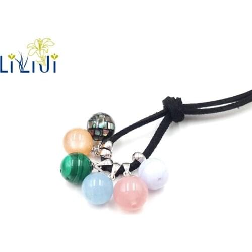 Lii Ji Aquamarine Rose Quartz Sunstone Malachite Blue Lace Agate Abalone Shell Gem 925 Sterling Silver Pendant Jewelry Nice Gift