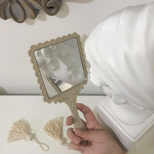 CuteLife Nordic INS Small Plastic Round Mirror Living Room Bedroom Home Decorative Mirror Dressing Vintage Hand Make-up Mirror