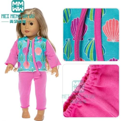 Clothes for doll fit 43cm American doll Hooded sports suit Childrens for Christmas present