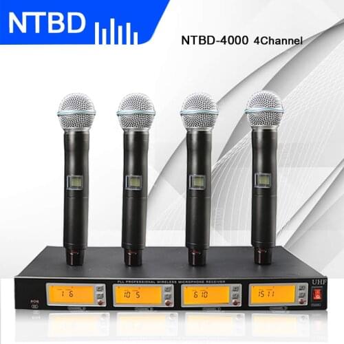 NTBD Party Karaoke Hip Hop Stage Performance NTBD-4000 Professional Wireless Microphone 4 Channel 4 Handheld Long Distance