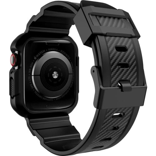 Silicone Band Case For Apple Watch Series 6 SE 5 4 3 2 shock resistant Frame iwatch band 44mm 42mm Strap Armor protect cover