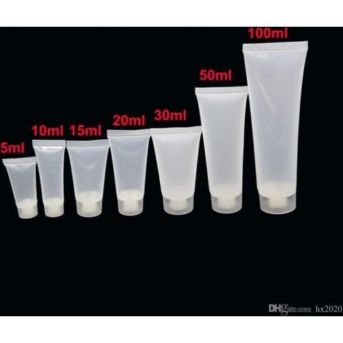 5ml 10ml 15ml 20ml 30ml 50ml 100ml Clear Plastic Lotion Soft Tubes Bottles Container Empty Cosmetic Makeup Cream Container JXW50