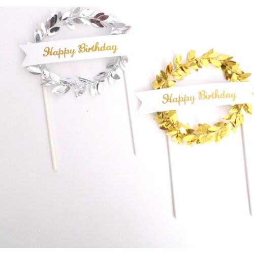 Romantic wicker birthday cake topper DIY wreath cute sweet flag childrens party dessert wedding cake decoration baking supplies