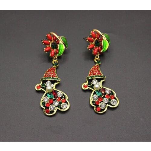 Europe and States exaggerated new color Christmas tree earrings retro burst flash full santa claus modeling earrings 600