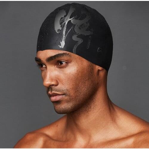 RTAAN swimming cap mens waterproof bule head enlarged large black new fashion ear protection silicone Diving hat Pool Cap Ear