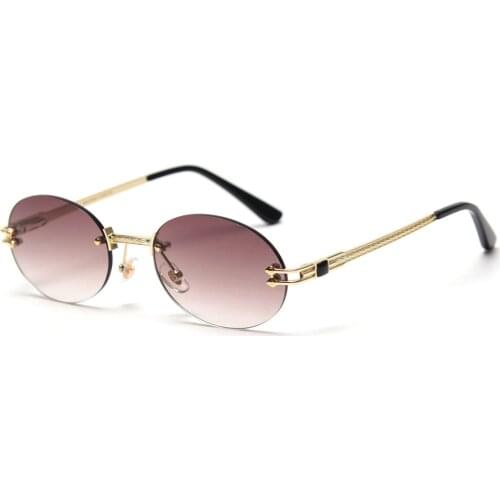 Veshion Small Oval Sunglasses Mirror Men Uv400 Retro Rimless Round Sun Glasses Vintage Woman 2021 Spring Summer Gift Items
