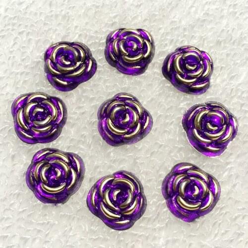 40pcs 15mm Rose flowers Shaped Resin Rhinestones Flatback Stones Crystal for Wedding cloth Crafts Decoration -A407