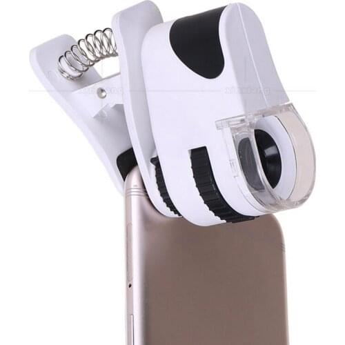50X 15mm Focus LED Illuminated Cellphone Microscope USB Rechargeable Magnifier Jewelry Appraisal Loupe with Mobile Phone Clip