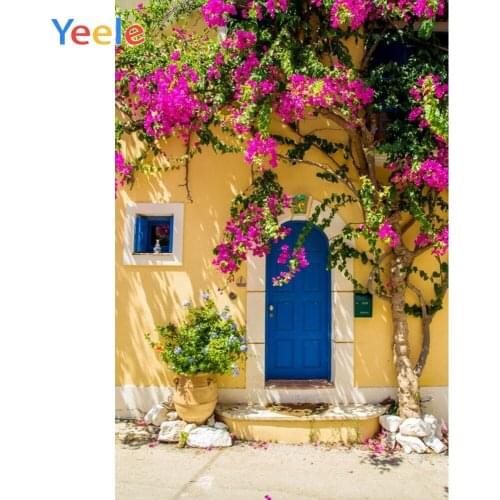Spring Tree Flower Vintage House Yard Door Baby Portrait Backdrop Photography Background For Photo Studio Vinyl Photophone Shoot