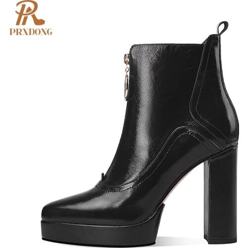 2021 New Womens Boots Ankle Boots High Heel Zipper Pointed Toe Concise Punk Female Platform Shoes Off White Black Autumn Winter