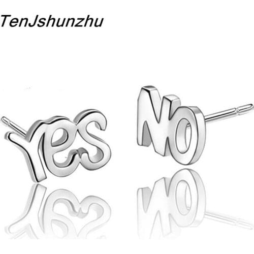High Quality Sliver Color Fashion Jewelry Stud YES NO Letter Earrings Charming Jewelry For Women Boucles d'oreille