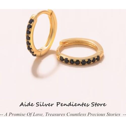 AIDE 2021 Trend Purple Black Green Zircon Earrings 925 Sterling Silver Round Hoops Earrings Sliver Jewelry Pendientes Mujer