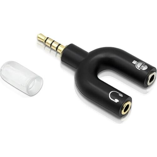 2 In 1 Connector U Type Adapter Mini Dual 3.5MM Headphone Plug Audio Cables Splitter Microphone For Phone For Laptop