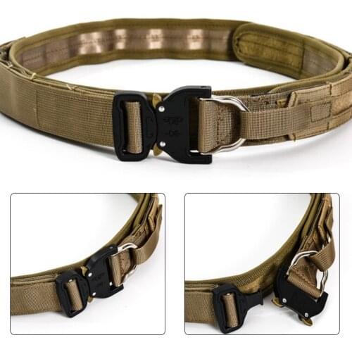 2 In 1 Military Double Layer Belt Tactical Thickened Molle Waist Belt Hunting Quick Release Buckle Combat Waistband