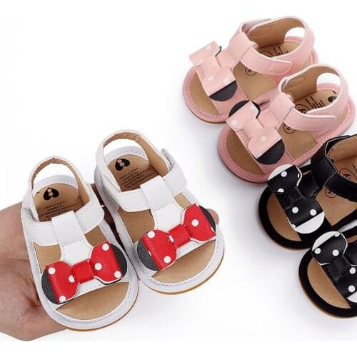 2021 Fashion Newborn Infant Baby Girls Princess Shoes Cute Bowknot Toddler Summer Sandals PU Anti-Slip Shoes 0-18M
