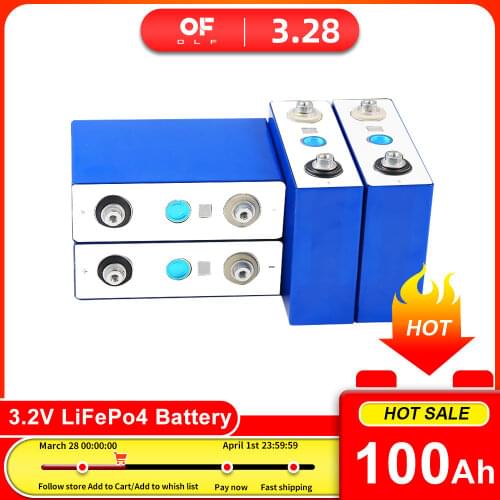 4PCS 3.2V Lifepo4 12V 100AH Rechargable Battery Pack Brand New Grade A DIY Deep Cycle Solar Energy Storage With Free Busbars