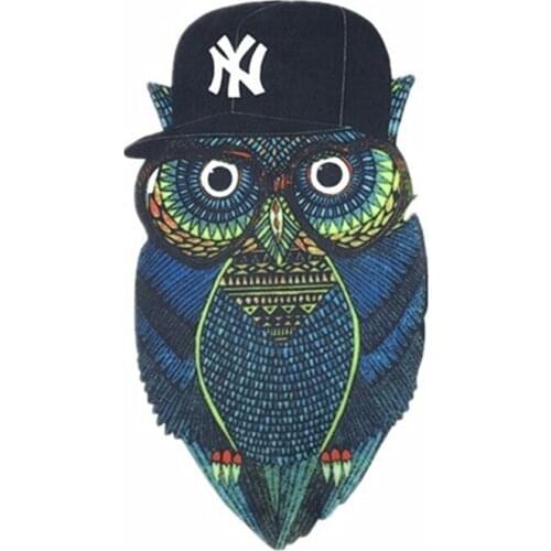Clothing Accessories Cool Owl With Cap Iron On Stickers DIY Heat Transfer Patches Applique for T-Shirt Jackets Backpack Design