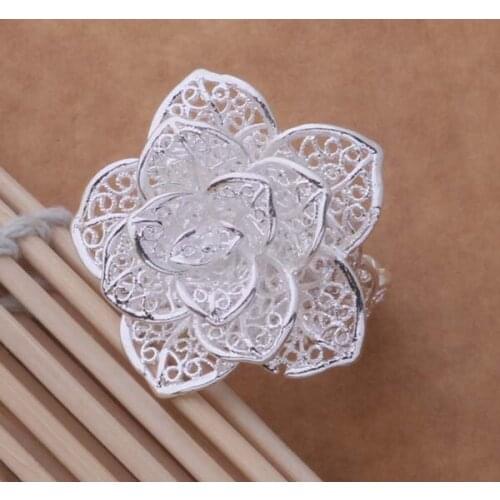 AR372 Hot sterling ring, fashion jewelry, big hollow out flower /arhajioa asbajjia silver color