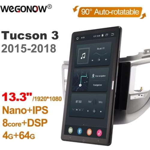 Tesla style 13.3 inch PX6 Android 10 Car DVD Player Auto Rotatable 1920*1080 Navigation GPS For Hyundai Tucson 3 2015-2018 Radio