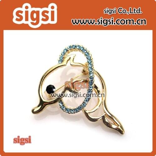 Cute rhinestone Animal Dolphin Brooch Blue Crystal lapel Pin brooch