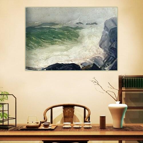 Citon George Bellows《The Grey Sea》Canvas Oil Painting Ash Can School Artwork Poster Picture Wall Decor Modern Home Decoration