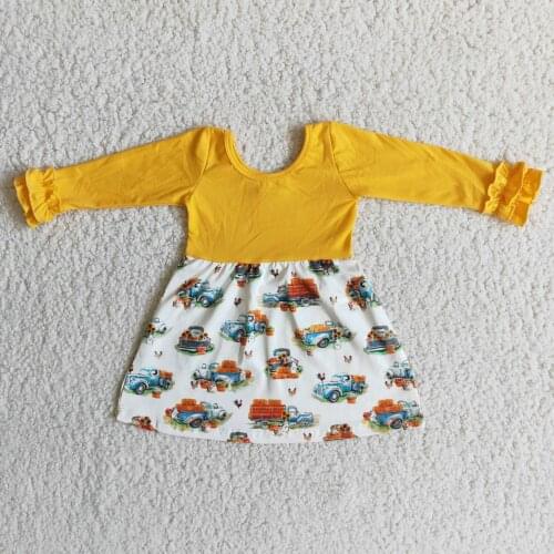 Halloween Design childrens clothes little girl flutter ruffles dress Stitching Printed Cartoon boutique Girl dress